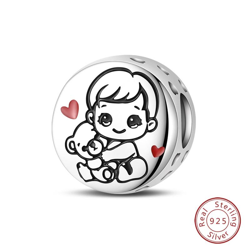 I Love My Pets Charms Beads 925 Silver Heart Shaped Pink Zircon Claws Pendants Fit Bracelets Fine DIY Birthday Jewelry