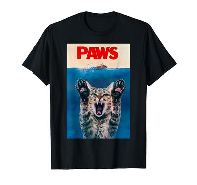 Paus Funny Cat Parody Cat Lover Gift Kitten Shark Mouse Crying T-Shirt
