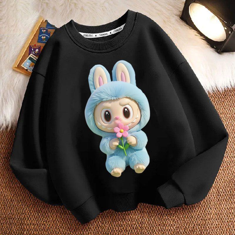 Mikiny s kulatým výstřihem pro děti, s dlouhým rukávem, módní a volné mikiny pro chlapce a dívky na jaro a podzim