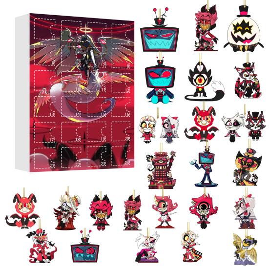 Hazbin Hotel Advent Calendar 24 Day Christmas Countdown Box with Unique Window Design Multifunctional Holiday Decoration for Kids Rooms Houses Cars