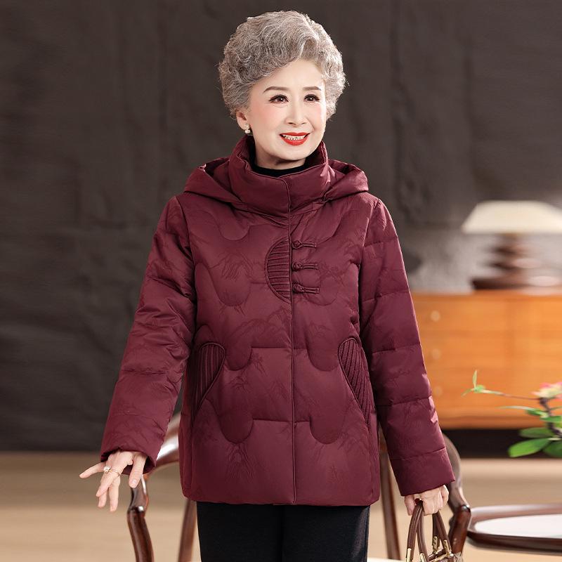 Dicke Daunenjacke für Damen: Warmer weißer Daunenmantel für ältere Menschen, festliche Winterkleidung