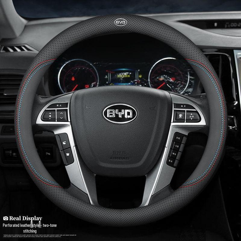 BYD Song Pro Genuine Leather Steering Wheel Cover for All Seasons - Ultra-Thin for Han, Tang, Qin, Song MAX, Yuan & E2F3 Models
