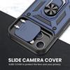 Coque et Verres Trempés - iPhone 14 - Bleu Marine - Antichoc - Support Intégré - Couvercle Coulissant