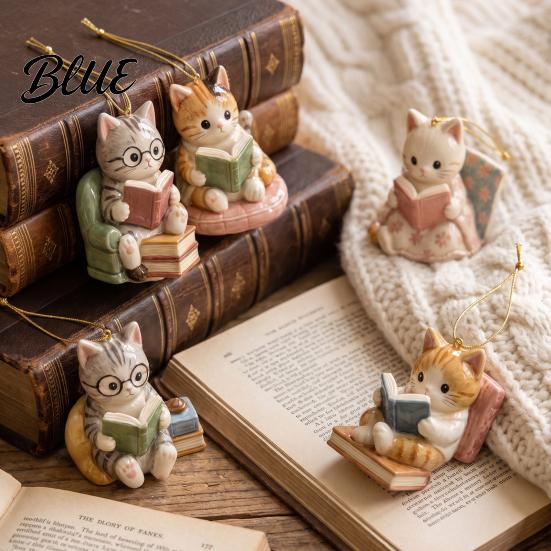 Unique Christmas Box Reading Cat Advent Calendar 2026, Cute Kitten Acrylic Ornaments 24 Days Countdown Holiday Ornament Set Calendar, Pcs Cartoon