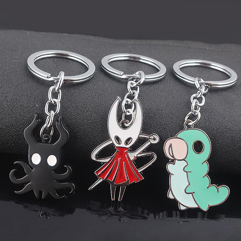 Hollow Knight Metall Charaktere Schlüsselanhänger Der Ritter Oktopus Grub Hornet Anhänger Schlüsselkette für Damen Herren Schlüsselhalter Schmuck