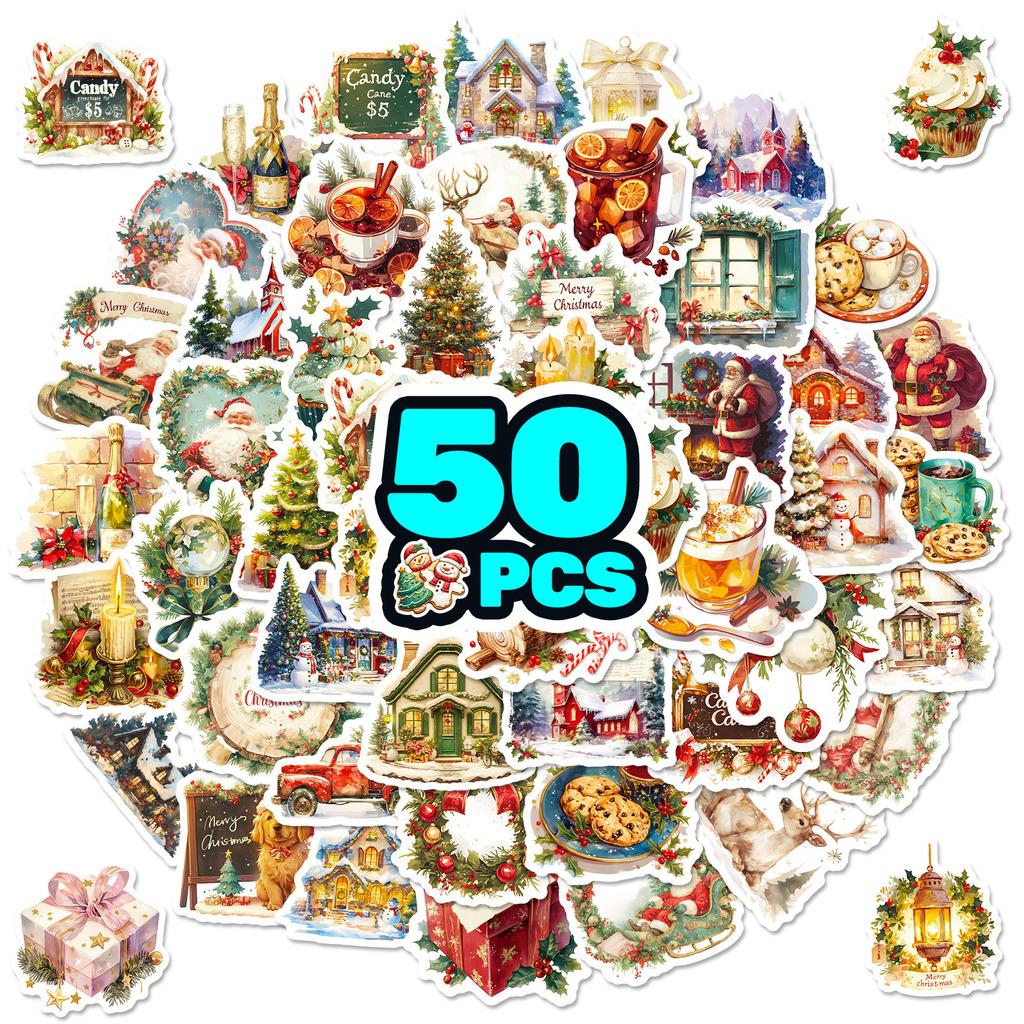 50 Warm Christmas Cartoon Graffiti Stickers Warm Atmosphere Candles Diy Luggage Notebook Stickers