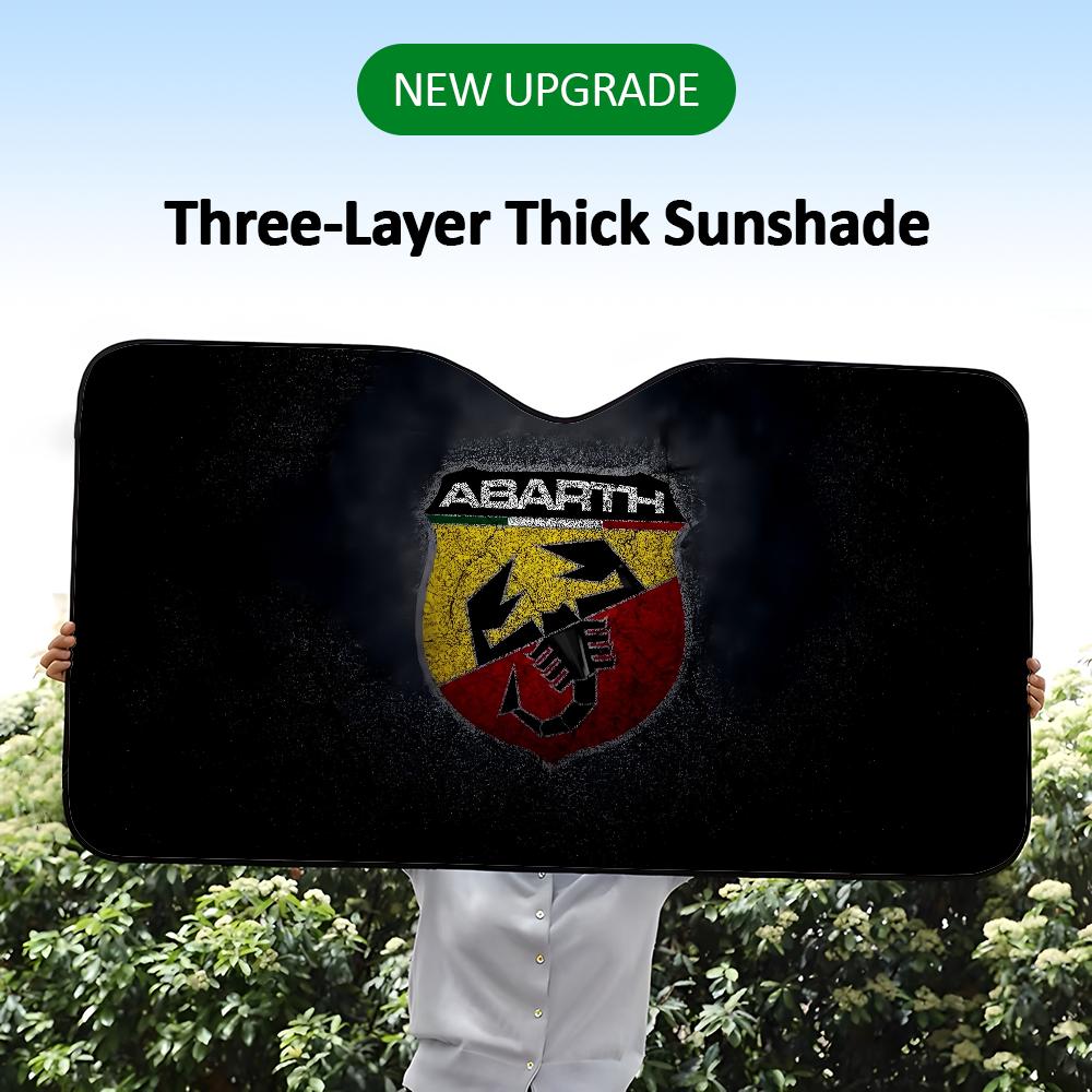 Luxury A-AbarthS-S Logo Car SunShade Visor Reusable Aluminum Foil UV Protector Suction Cups Heat Three-layer Insulation