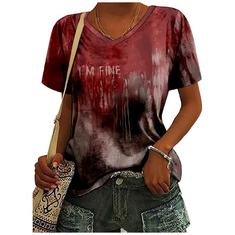 I'm OK It's Not My Blood Sarcastic Halloween T-Shirt Streetwear Women 3D T-shirts