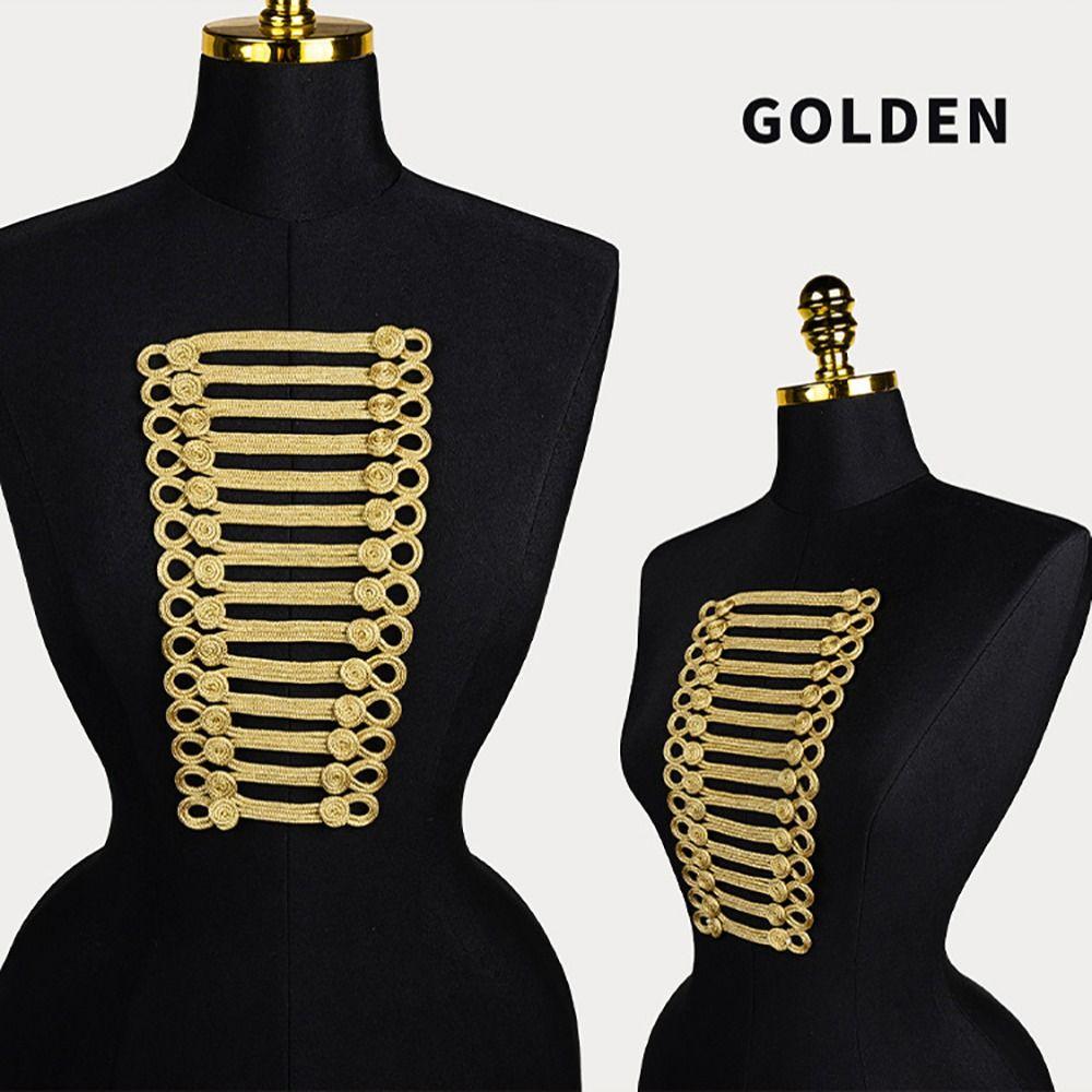 Large Size Clothing Applique Gold Cord Clothing Applique Patches Neckline Embellishment