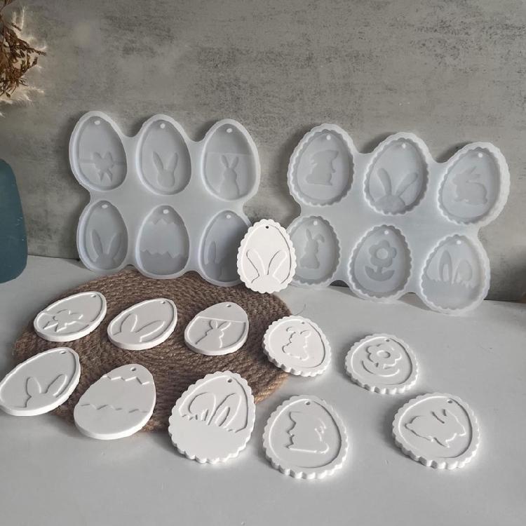 Easy Release Silicone Mold for Rabbit Eggs Pendant Handmade Easter Keychain Accessories Mould Handmade Craft Supplies