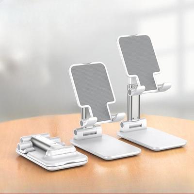 Faltbarer Kunststoff 360-Grad drehbarer Handy- und Tablet-Ständer. Tragbarer faltbarer Desktop-Aluminiumständer mit mehreren Winkeln.
