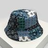 Sunshade Color Block Fashion Double Sided Fisherman Cap Versatile New Unisex Montage Printed Flowers Leaves Graffiti Bucket Hats