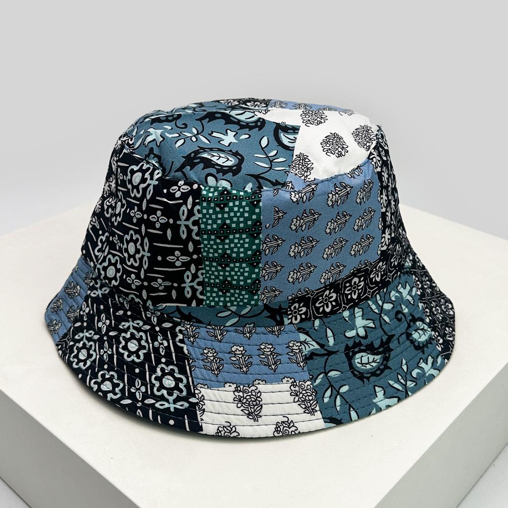 Sunshade Color Block Fashion Double Sided Fisherman Cap Versatile New Unisex Montage Printed Flowers Leaves Graffiti Bucket Hats