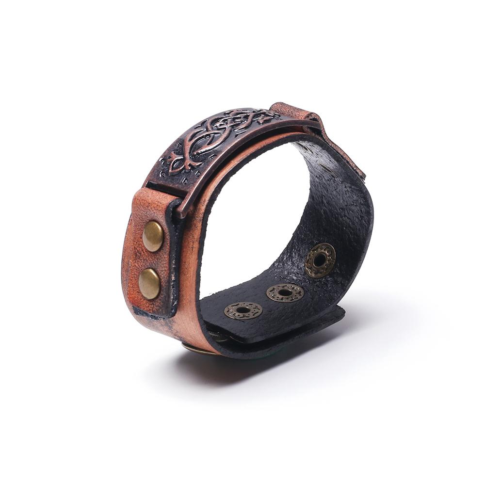 Vintage Wide Alloy Buckle Leather Wristband Cuff Bracelet Punk Snap Bracelet Wrap Bangle