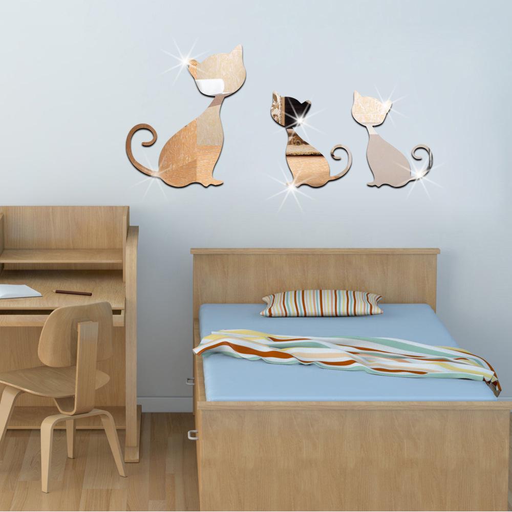 

JM025-031 Три котенка 3D глянцевые зеркальные наклейки