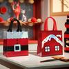6/12PCS Non-woven Waterproof Retail Bags Red Gift Tote Bag Reusable Santa Claus & House Merry Christmas Mall Shopping Bags