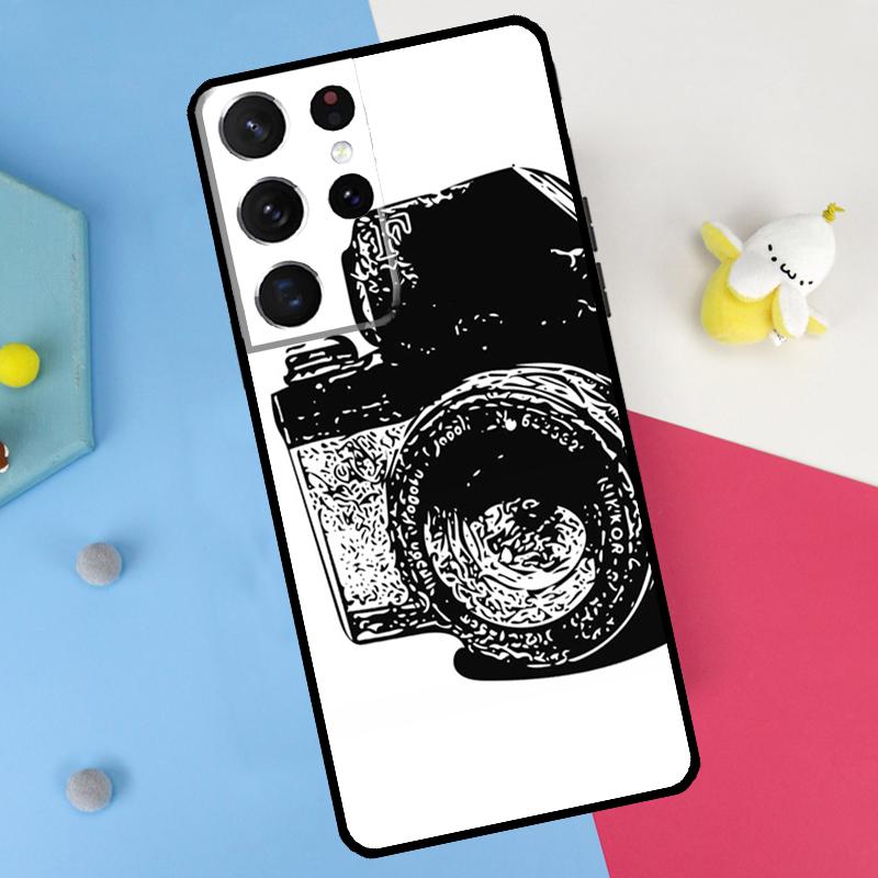 Classic Camera Lens Back Case For Samsung Galaxy S25 S24 S22 S23 S26 Ultra Plus S20 S21 FE S10 S25 FE Soft Cover