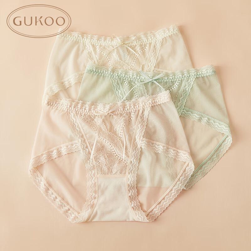 

Gukoo Women s Silk Crotch Lace Briefs 3-Pack M