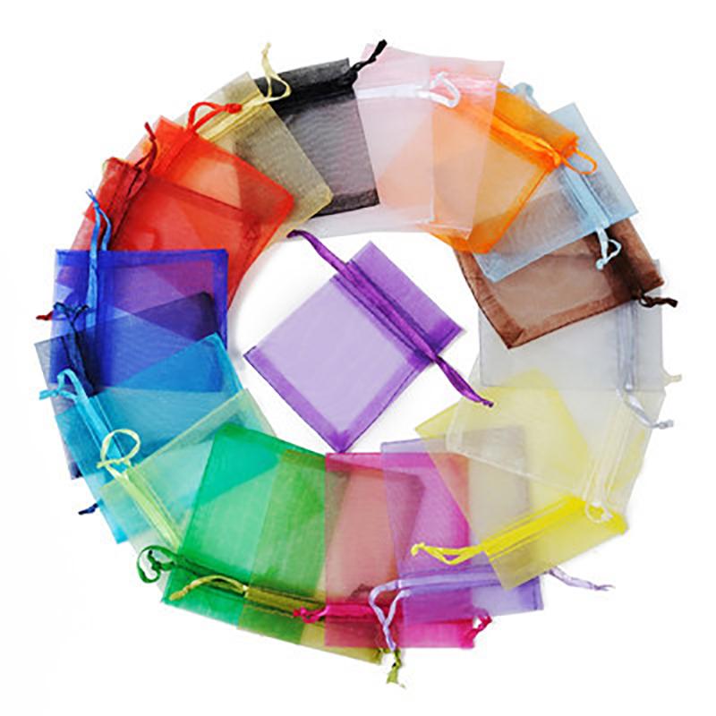 100 stk Bryllup Julegaveposer Organza Gavepose Snoreposer Til Slik Smykker Pose Pakning