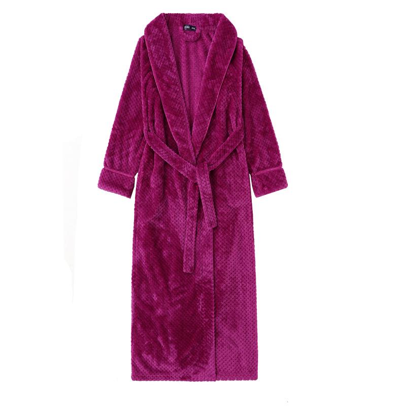 Unisex Thickened Flannel Bathrobe – Autumn/Winter Coral Fleece Pajamas, Plus Size
