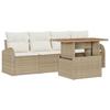 VidaXL Ensemble de salle à manger de jardin de 5 pièces avec coussins Beige Poly Rotin Acacia 3349518