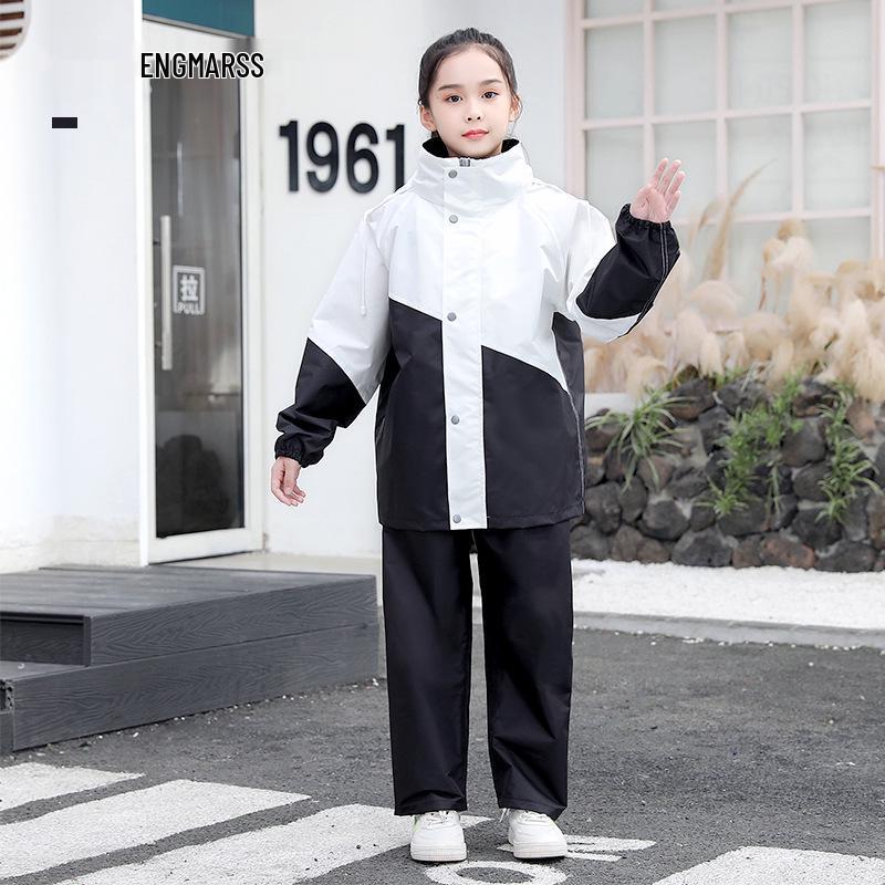 Kid's Raincoat & Pants Set with Large Brim and Backpack Slot for Boys and Girls