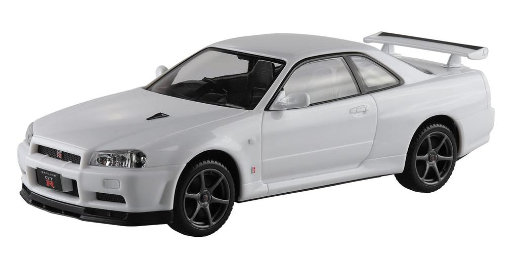 AOSHIMA The Snap Kit Series Nissan R34 Skyline White Color Coded Plastic Model 1/32 GT-R 11-B