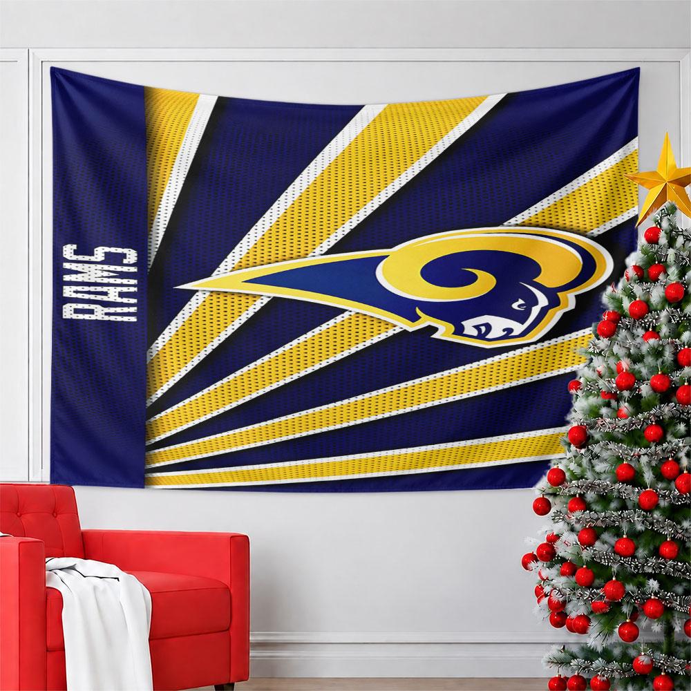 Blue and Gold Rams Logo Tapestry Design Pattern Wall Hanging Tapestry Decorative Tapestry Home Decor for Bedroom and Living Room