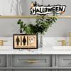 Halloween Wooden Restroom Doorplate Sign Artistic Doorplate Decoration for Home Holiday Party Restroom Decoration