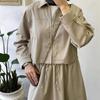 2025 Cross-border European and American Autumn New Cardigan Temperament Lapel Zipper Top Elegant A-shaped Long Skirt Women's Clothing