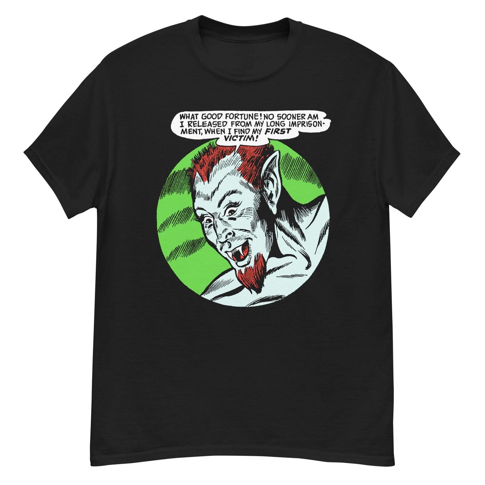 Vintage horror comic devil  my first victim  t-shirt L