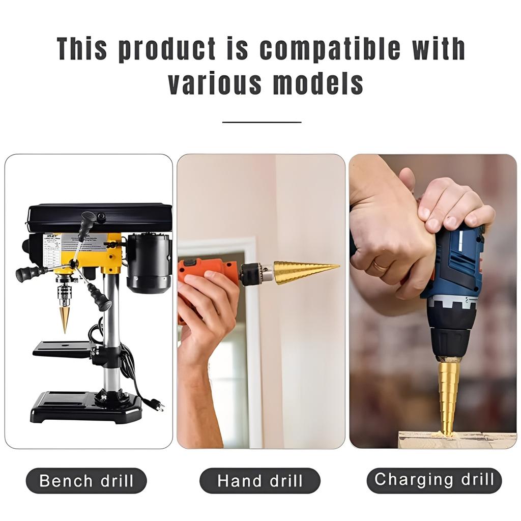 3pcs Step Drill Bit Set, HSS Titanium Step Drill Bits for Wood Metal Hole Cutter with Portable Bag, 3-12mm 4-12mm 4-20mm