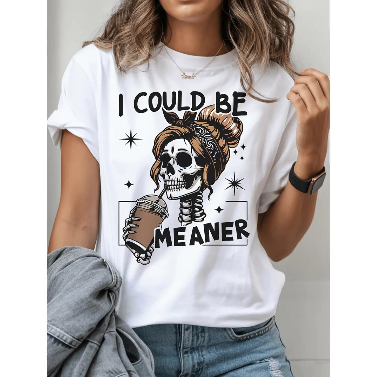 Women s 100% Cotton Skull Print T-Shirt XXXXL