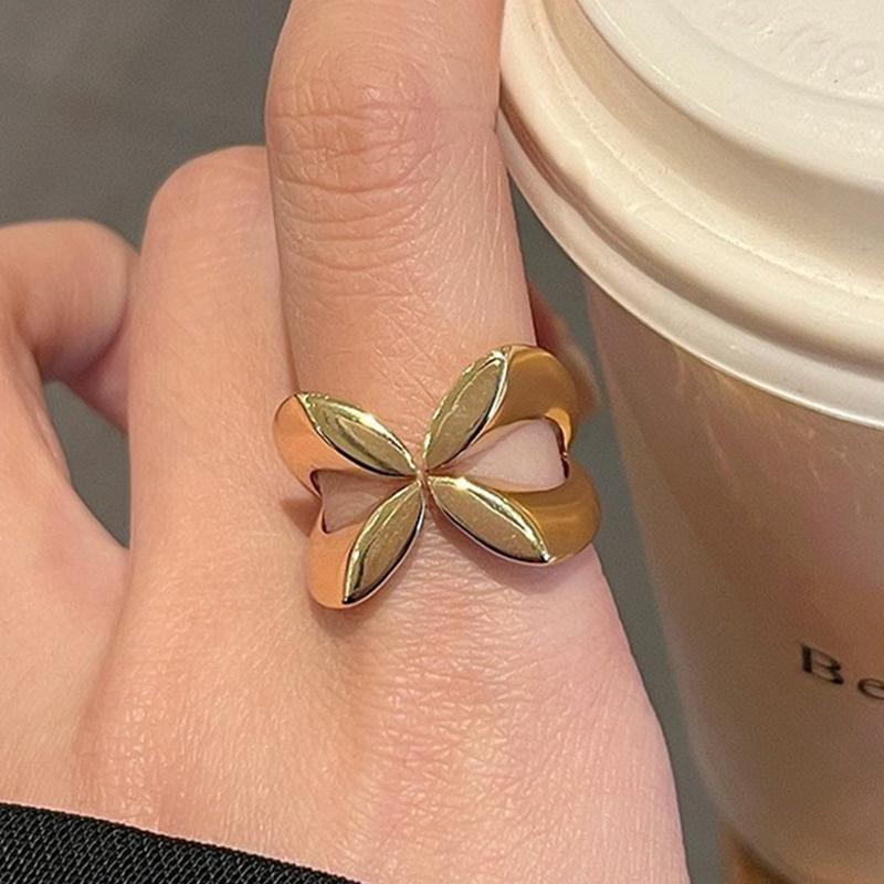 Panjbj Copper Wide Smooth Ring For Women Girl Irregular Simple Fashion Adjustable Jewelry Gift Dropshipping