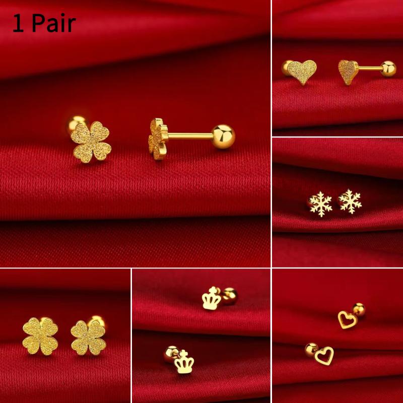 2 Stück Edelstahl Mattiertes Vierblättriges Kleeblatt Ohrstecker für Damen Hypoallergen Schraubverschluss Knorpel Helix Ohrringe Geschenk