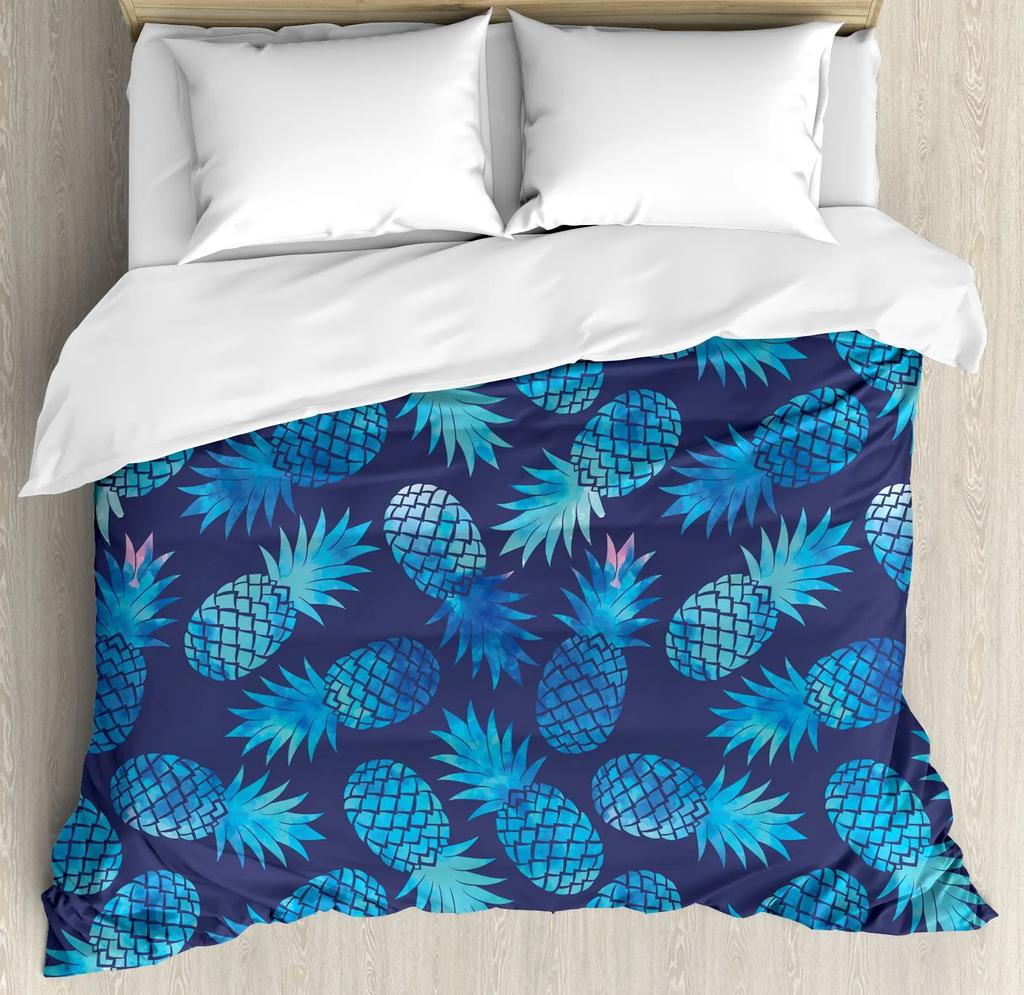 Pineapple Duvet Cover Set Fruit Pineapple Print Single Queen Bedding Set for Kids Adults Bedroom Luxury Decor King Duvet Covers
