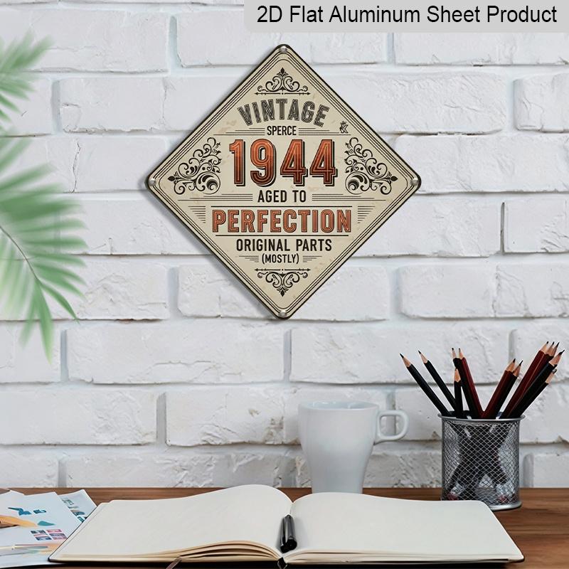 2D Flat, 1pc, Vintage Metal Aluminum Sign Decoration, Vintage 1944 Aged To Perfection, Vintage Decorative Sign, Vintage Wall Art Decor, Suitable for