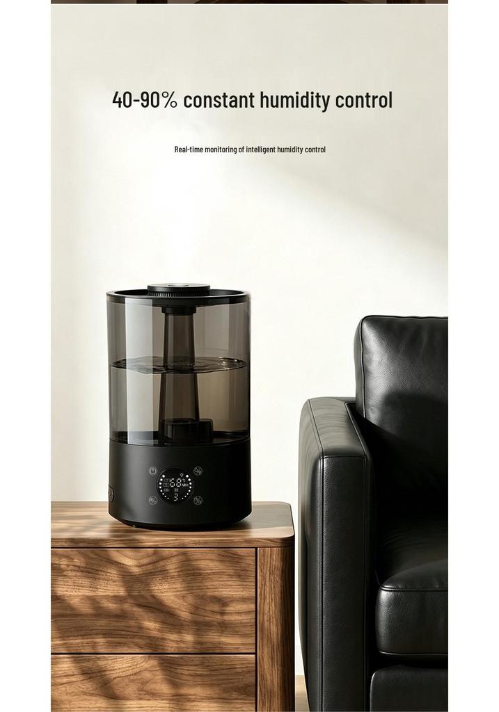Smart Black Desktop Humidifier: Large Mist, Water Timing, Aromatherapy, Clear Tank for Home Bedroom
