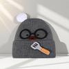 Women's Wool Hat with Autumn and Winter Versatile Sweet Knitted Hat with Ear Protection and Warm Face Showing Small Glasses Pullover Hat