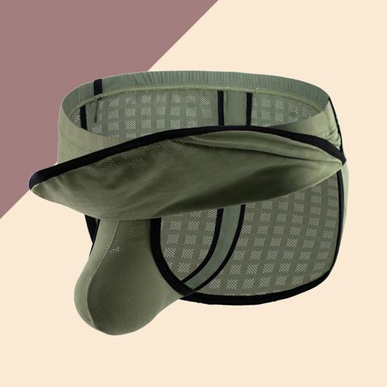 Herren-Tanga, sexy, niedrige Taille, elastischer Bund, schmale Passform, Slips, einfarbig, atmungsaktives Netzhöschen für den Alltag