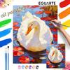 Oil Painting by Numbers Painting Kit White Swan On Pond with Red Lotus Hand Painting Home Decoration Paintings with Family