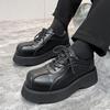 2024 new popular casual leather shoes spring and autumn versatile black trendy shoes high-end thick-soled derby shoes 20243-W
