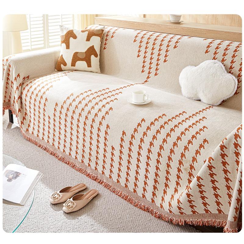 

Полотенце для дивана в полоску с узором «гусиная лапка» Простое и высококачественное универсальное покрывало для дивана на все четыре сезона 180*130cm