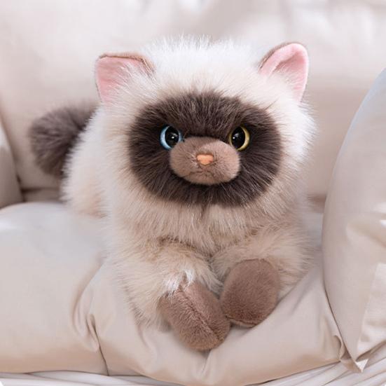 Yousheng Realistic Siamese Cat Plush Toy with Sound Lifelike Kitten Stuffed Animal Doll Meowing Interactive Cat Decor