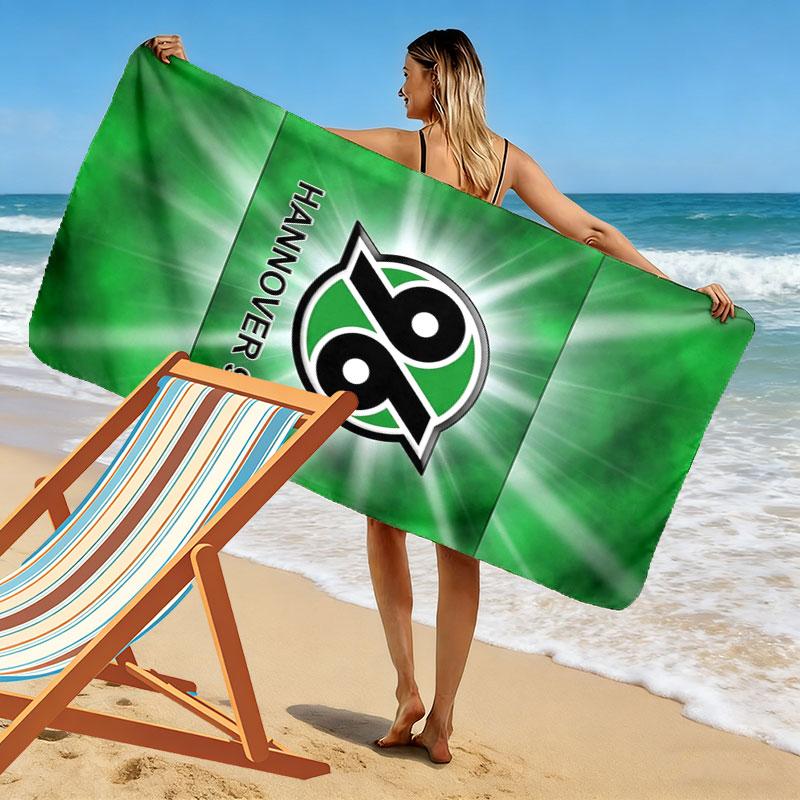 Hannover 96 Baskılı Plaj Havlusu, Plaj Kamp Yüzme İçin Büyük Yumuşak Hızlı Kuruyan Havlu