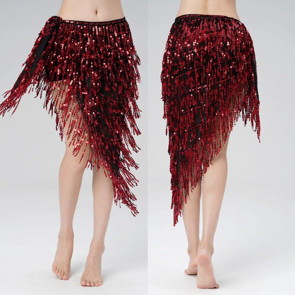 Belly Dance Practice Outfit, Waist Chain, Hip Scarf, Wrapped Skirt, Sequins, Tassel, Ximi Heavy Industry, Inspiring Performance Outfit, Waist Scarf