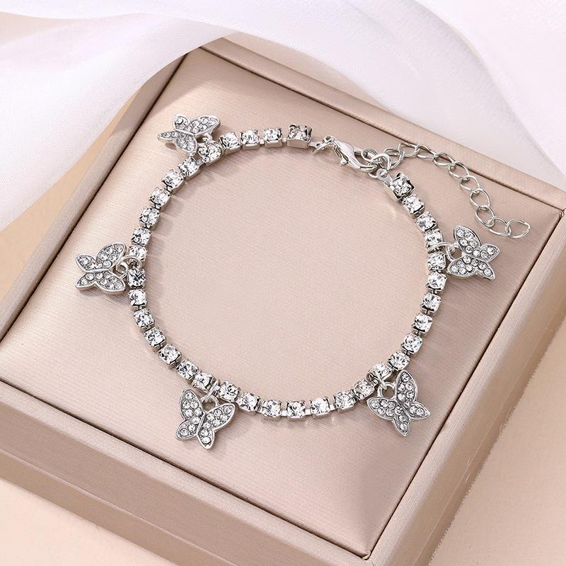 Fashion versatile alloy diamond-encrusted butterfly bracelet light luxury high-end jewelry jewelry women