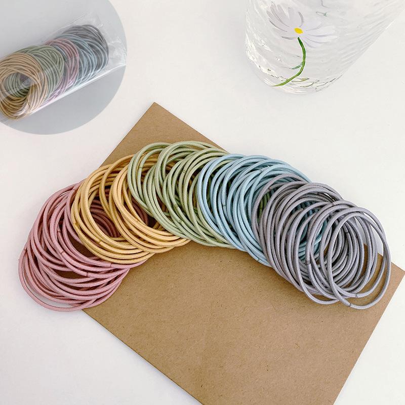 100 Pcs/lot Black Brown Coffee Ponytail Holders Rubber Band Hair Ties Gum Colorful Elastic Hair Band For Women Girls Accessories
