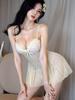 Sexy Pure Desire Mesh Lace Sheer Camisole Nightgown Sexy Lace Mesh Seduction Backless Romantic Pajama Dress Elegant Tops Vgk8