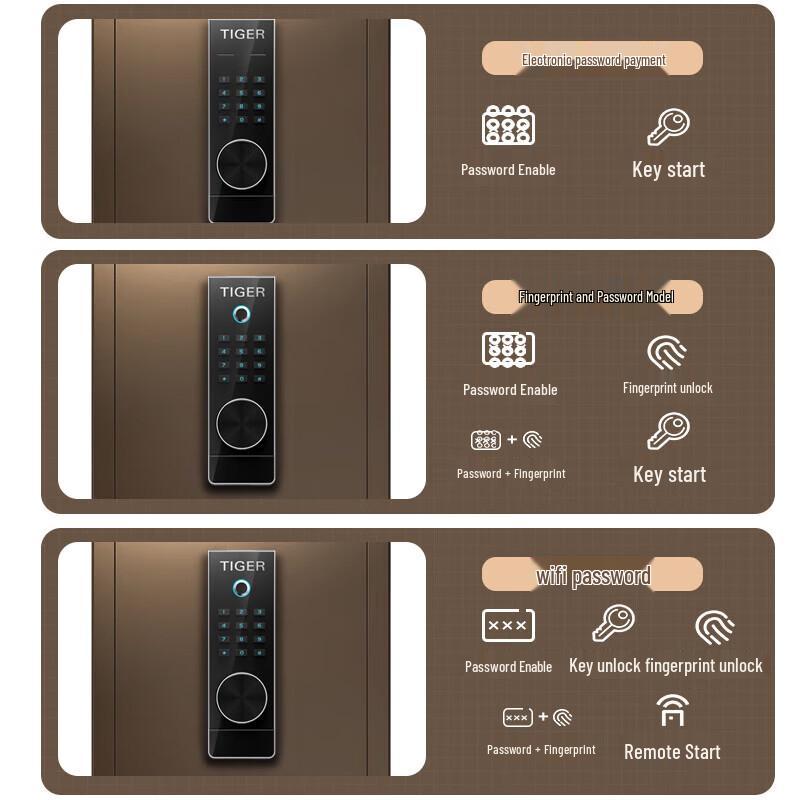 Tiger Brand 60cm Smart Home Office Safe with WiFi Fingerprint
